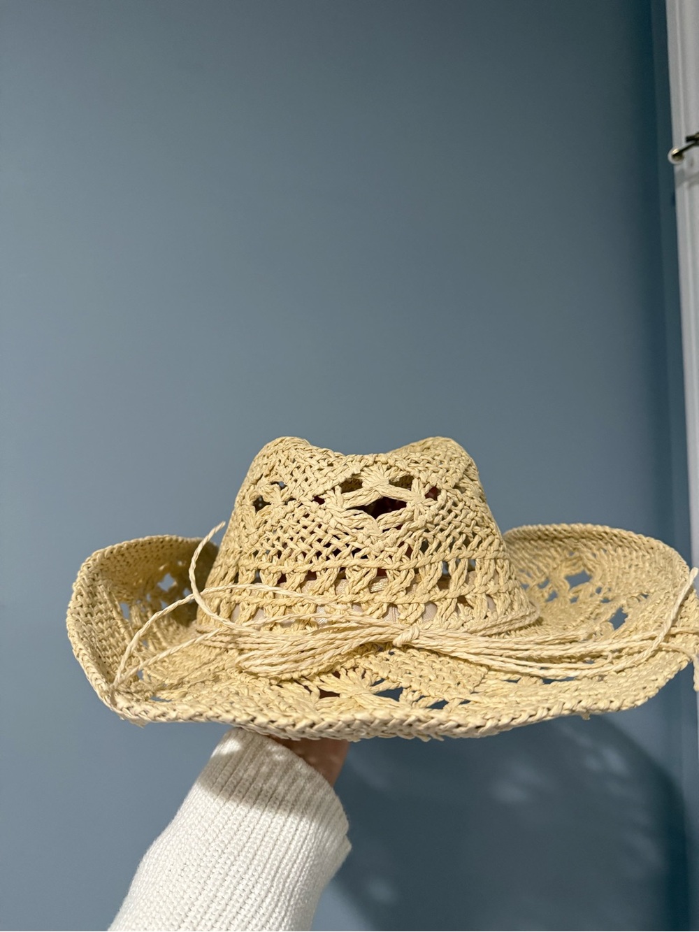 Straw Crochet Sun Hat - Natural Beige